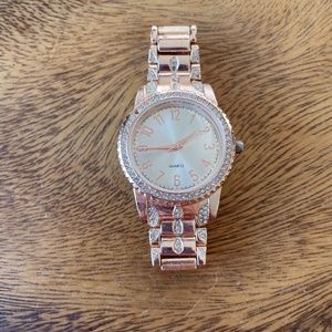 rose gold stainless steel watch